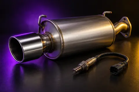 Muffler, exhaust pipe and oxygen sensor — service illustration