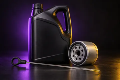 Oil jug, filter and dipstick — service illustration
