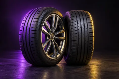 Road tires and alloy wheel — service illustration